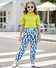OLLINGTON ST. Cotton Rib Knit Half Sleeves Turtle Neck Top & Printed Joggers Set - Green & Multicolor
