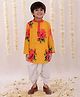 Lil' Drama Cotton Knit Full Sleeves Floral Printed Kurta & Dhoti Set - Mustard