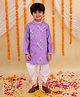 Lil' Drama Chanderi Knit Full Sleeves Floral Foil Printed Kurta & Dhoti Set - Purple
