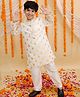 Lil' Drama Chanderi Knit Full Sleeves Birds Foil Printed & Gota Lace Embellished Kurta Pyjama Set - Off White