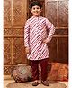 StyloBug Woven Full Sleeves Leheriya Designed Kurta Pyjama Set - Maroon