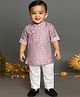 MASHUP Cotton Woven Full Sleeves Leaves Motif Printed Kurta With Pajama Set - Peach