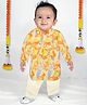 MASHUP Cotton Woven Full Sleeves Abstract Printed Kurta With Pajama Set - Orange