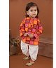 Titrit Cotton Woven Full Sleeves Floral & Bandhani Printed Dhoti Kurta Set - Orange