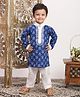 Titrit Cotton Woven Full Sleeves Floral Printed Kurta Pyjama Set - Blue