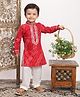 Titrit Cotton Woven Full Sleeves Bandhani Printed Kurta Pyjama Set - Red