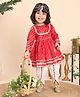 Titrit Cotton Woven Full Sleeves Bandhani Printed Gota Lace Embellished Dhoti Kurti Set - Red