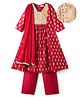 EARTHY TOUCH Viscose Woven Kurta Churidar & Dupatta Set With Floral Embriodery - Maroon