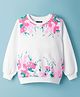Pine Kids Cotton Knit Full Sleeves Sweatshirt with Floral Print - White