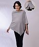 Zelena Bamboo Cotton Woven Three Fourth Cape Sleeves Textured Maternity Premium Breathable Poncho With Front Lift Nursing Access - Grey