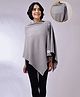 Zelena Bamboo Cotton Woven Three Fourth Cape Sleeves  Textured Buttons Detailed Premium Breathable Maternity Poncho With Front Lift Maternity Access - Grey