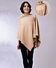 Zelena Bamboo Cotton Woven Three Fourth Cape Sleeves  Textured Buttons Detailed Premium Breathable Maternity Poncho With Front Lift Maternity Access - Champagne