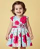 Babyoye Woven Sleeveless  Party Dress With Floral Digital Print & Applique - Multi Colour