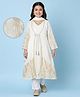 EARTHY TOUCH Georgette Woven Full Sleeves Kurta Salwar Shrug & Dupatta Set With Sequin Detailing - Off White