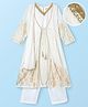 EARTHY TOUCH Georgette Woven Full Sleeves Kurta Salwar Shrug & Dupatta Set With Sequin Detailing - Off White