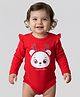 Doodle Poodle 100% Cotton Knit Full Sleeves Onesie With Reindeer Print - Red