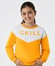 Pine Kids Cotton Knit Full Sleeves Cut & Sew Sweatshirt with Text Graphic - Yellow