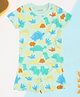 Pantaloons Baby Cotton Knit Half Sleeves Dinosaurs Printed Tee With Coordinating Shorts Set - Mint