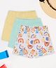 Pantaloons Baby Cotton Knit Pack Of 3 Baby Animals Printed Shorts - Multi Colour