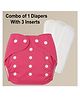 Sparkle Joy Free Size Reusable Cloth Diaper / Nappies With Insert Pad 1 Pcs Diaper With 3 Pcs Insert - Pink