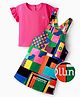 OLLINGTON ST. Cotton Half Sleeves Top & Printed  Twill Pinafore - Pink &  Multicolor