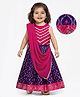 EARTHY TOUCH Viscose Woven Sleeveless Choli Lahenga Set with Dupatta Foil Print- Dark Pink
