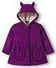 Babyhug Woven Full Sleeves Solid Hooded Winter Jacket - Purple