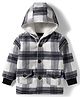 Babyhug Woven Full Sleeves Checks Hooded Overcoat - Black & White