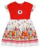 Young Birds Cotton Woven Cap Sleeves Floral Printed & Applique Detailed Dress - Red
