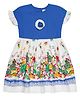 Young Birds Cotton Woven Cap Sleeves Floral Printed & Applique Detailed Dress - Blue