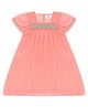 Young Birds Woven Cap Sleeves Beads Embellished Flared Dress - Peach