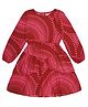 Young Birds Viscose Woven Full Sleeves Abstract Printed Dress - Red