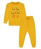 Young Birds Cotton Woven Full Sleeves Just Dog Text Printed Tee & Joggers Set - Yellow