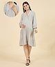 The Kaftan Company Modal Woven Three Fourth Sleeves Polka Dots Printed Maternity Dress - White