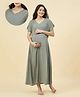 The Kaftan Company Modal Woven Half Sleeves Solid Maternity Nighty - Grey