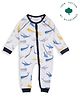 My Milestones 100% Cotton Knit Full Sleeves Whales Printed Romper - White