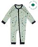My Milestones 100% Cotton Knit Full Sleeves Camping Theme Printed Romper - Sage Green