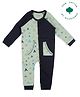 My Milestones 100% Cotton Knit Full Sleeves Camping Theme Printed Romper - Navy Blue & Sage Green