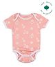 My Milestones 100% Cotton Knit Half Sleeves Floral Printed Onesie - Peach