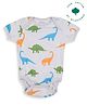 My Milestones 100% Cotton Knit Half Sleeves Dinosaur Printed Onesie - Grey