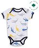 My Milestones 100% Cotton Knit Half Sleeves Whale Printed Onesie - White