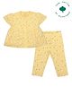 My Milestones 100% Cotton Knit Half Sleeves Lemon Printed Top & Coordinating Leggings Set - Yellow