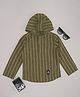 Pantaloons Junior 100% Cotton Woven Full Sleeves Striped Hooded Shirt - Dark Green