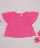Pantaloons Junior Cotton Woven Sleeveless Frill Detailed Schiffli Embroidered Top - Pink