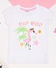 Pantaloons Junior 100% Cotton Knit Half Sleeves Flamingo Printed & Sequins Embellished Tee - White