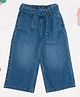 Pantaloons Junior Cotton Denim Woven Washed Jeans With Belt - Blue