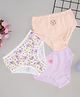 Pantaloons Junior 100% Cotton Knit Pack Of 3 Floral & Typography Printed Panties - Multi Colour