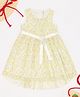 Pantaloons Junior Knit Sleeveless Floral Printed Dress With Belt Set - Yellow