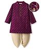 EARTHY TOUCH Viscose Woven Full Sleeves Kurta Dhoti Set With Stripes - Purple