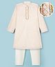 EARTHY TOUCH Woven Full Sleeves Kurta Pajama Set with Embroidery & Sequin Detailing - White